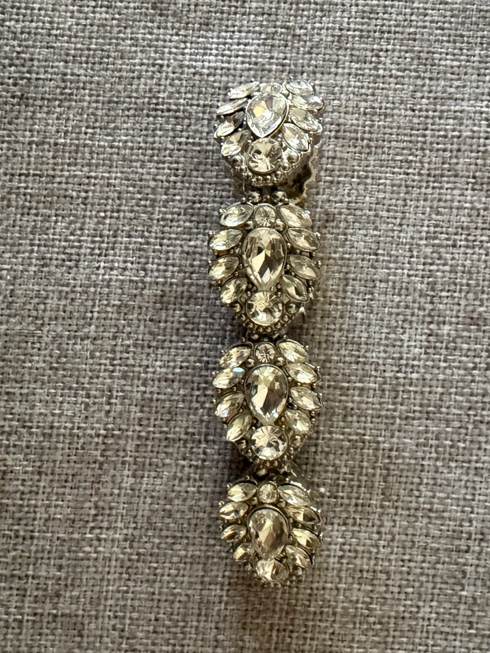 Vintage Silver-Tone Rhinestone Stretch Bracelet | Statement Sparkle